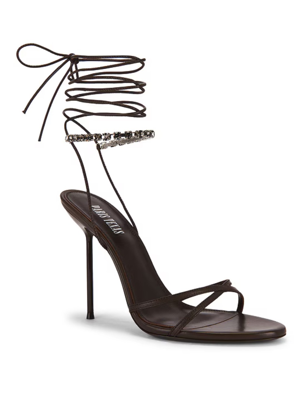 Paris Texas Lidia Lace Up Sandals Diamond Brown High heels shoes Revolve $1190 9